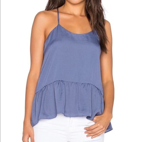 Anthropologie Tops - Anthropologie dRA Sham Top Slate Blue Camisole Peplum Racer back Crepe Size XS